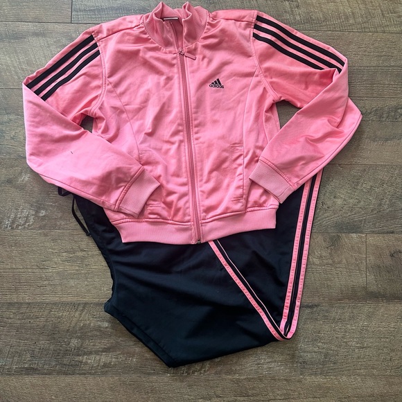Adidas Pink and Black Athletic Tracksuit Set - Picture 1 of 7